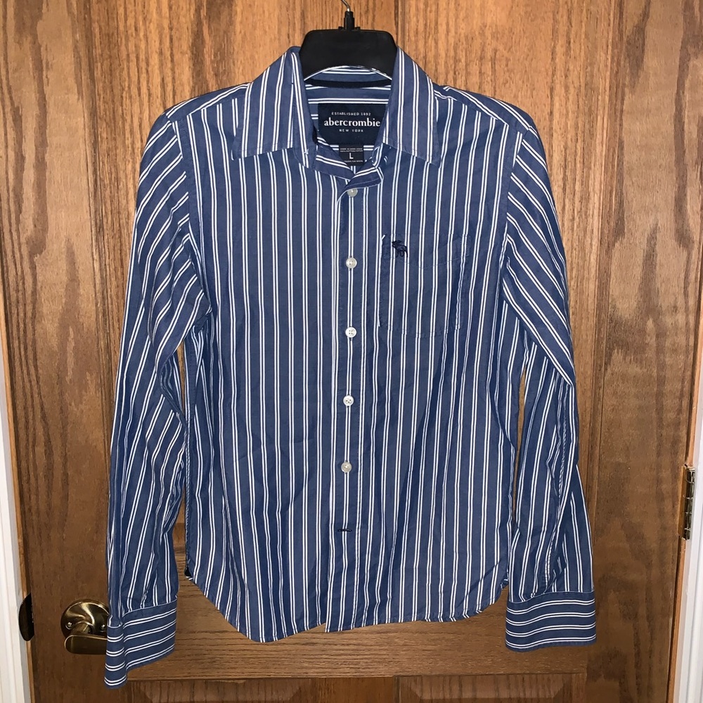 Vintage kids‎ Abercrombie blue white long sleeve Button Down Shirt size large